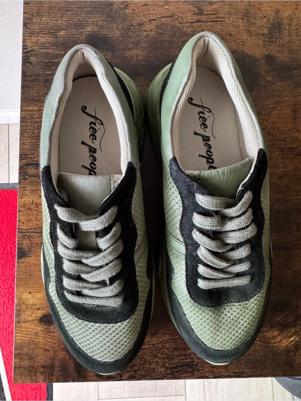 Free People Let’s Wander Washed Sneaker Olive Green EU 36 US 5.5/6